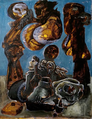 life of objects 2 oil and acrylic on canvas 100 x 80 2017