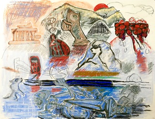 river lune  pastel and crayon on paper 43 x 59 2019